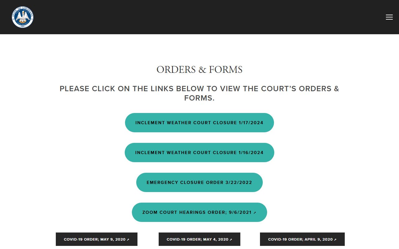 Tensas Parish Clerk of Court Sixth Judicial District orders and forms