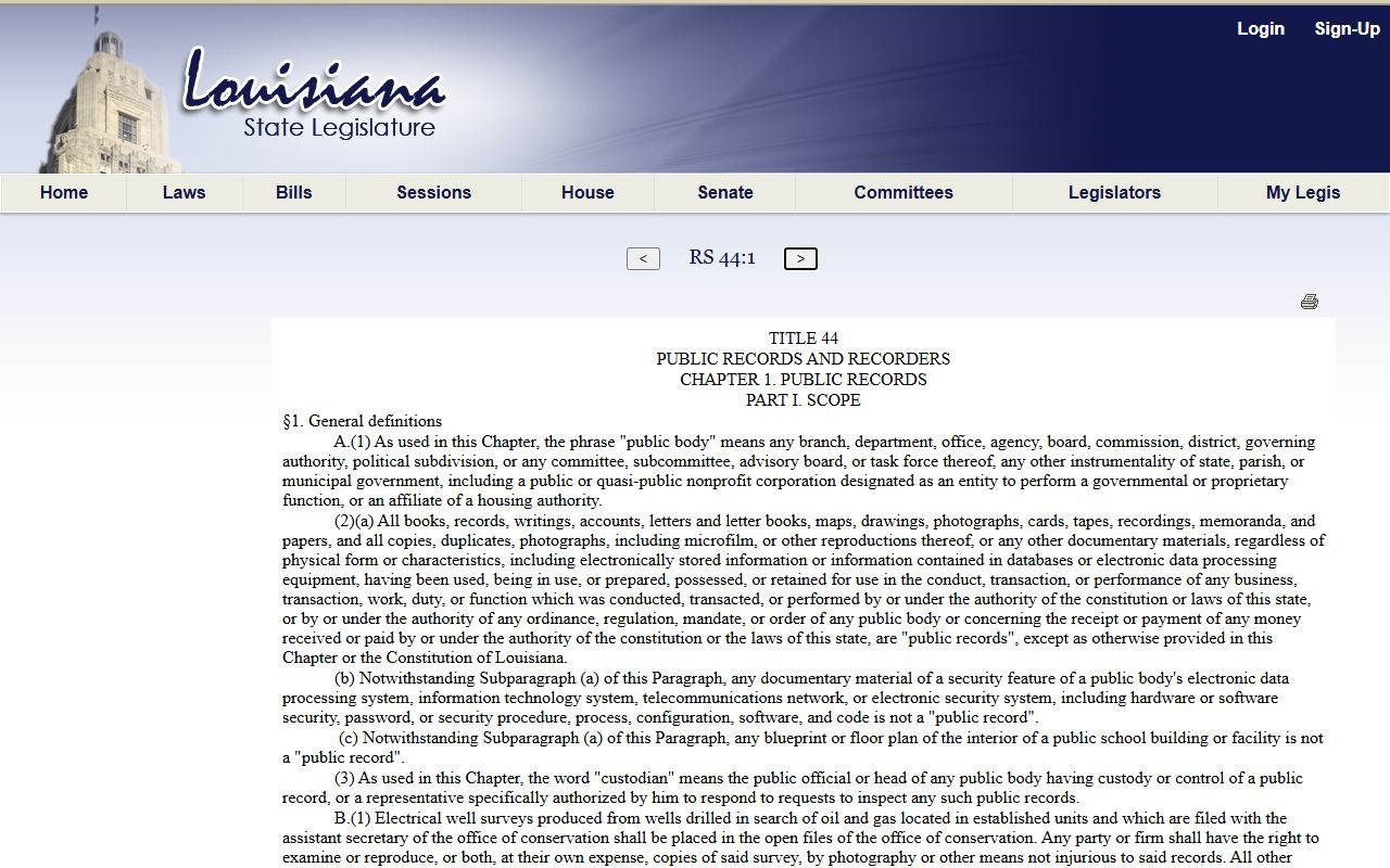Tensas Parish court records Louisiana public records definition statute