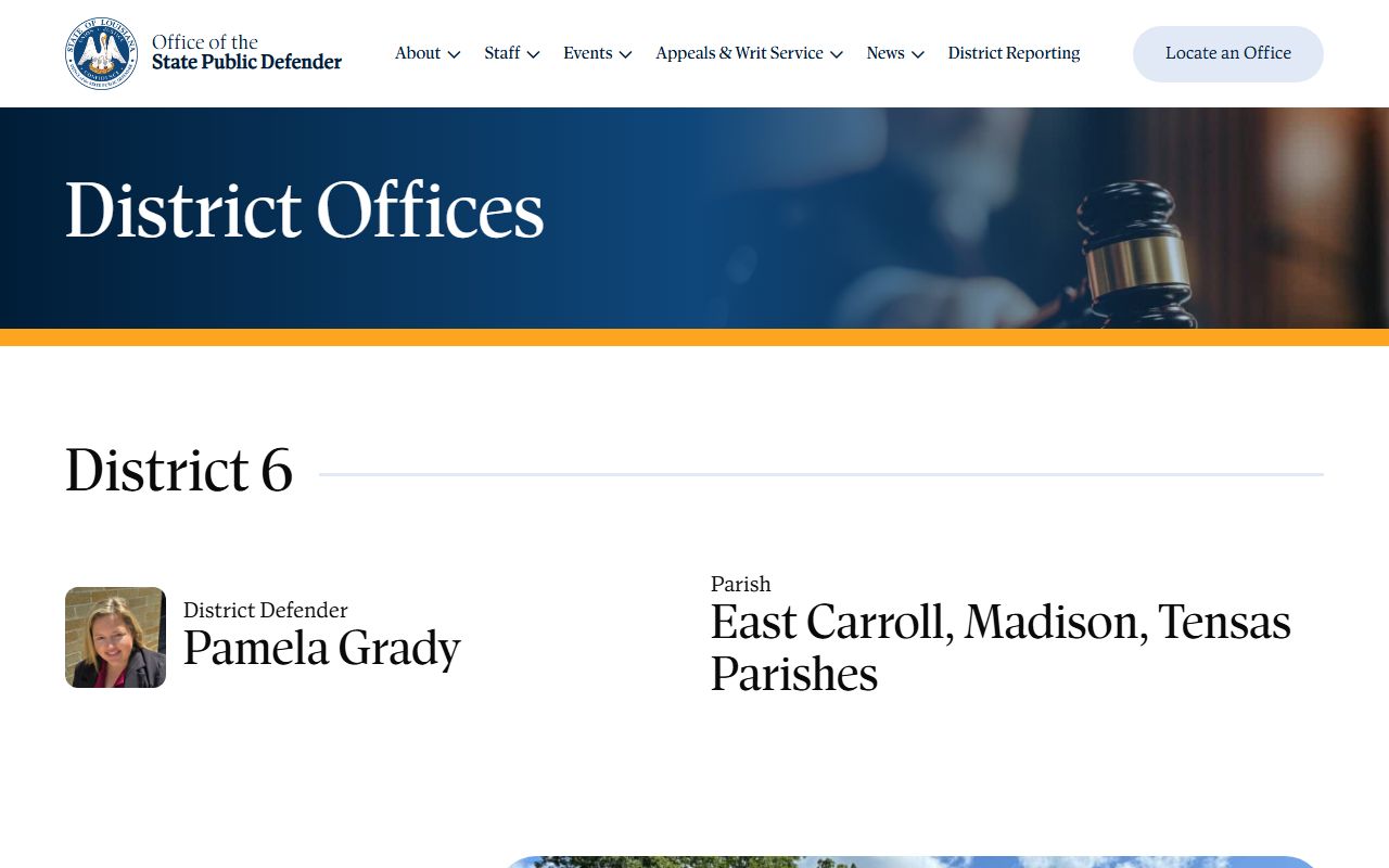 Tensas Parish criminal court records District 6 public defender page