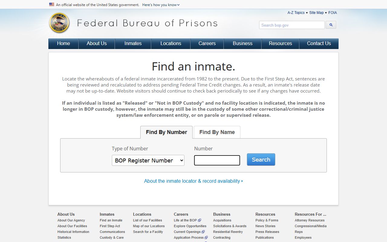 Tensas Parish inmate records Federal Bureau of Prisons locator